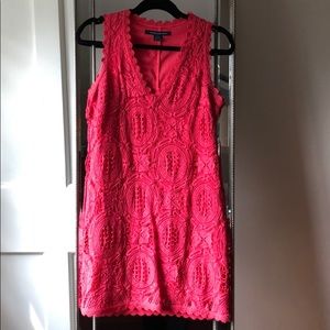 French Connection pink crochet v-neck dress